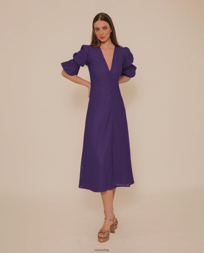 Unisa Жене лила нијансирана чипкаста миди хаљина T6V601257