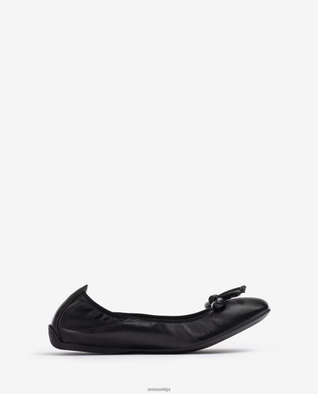 Unisa Жене црн кожна балерина са машном T6V60643