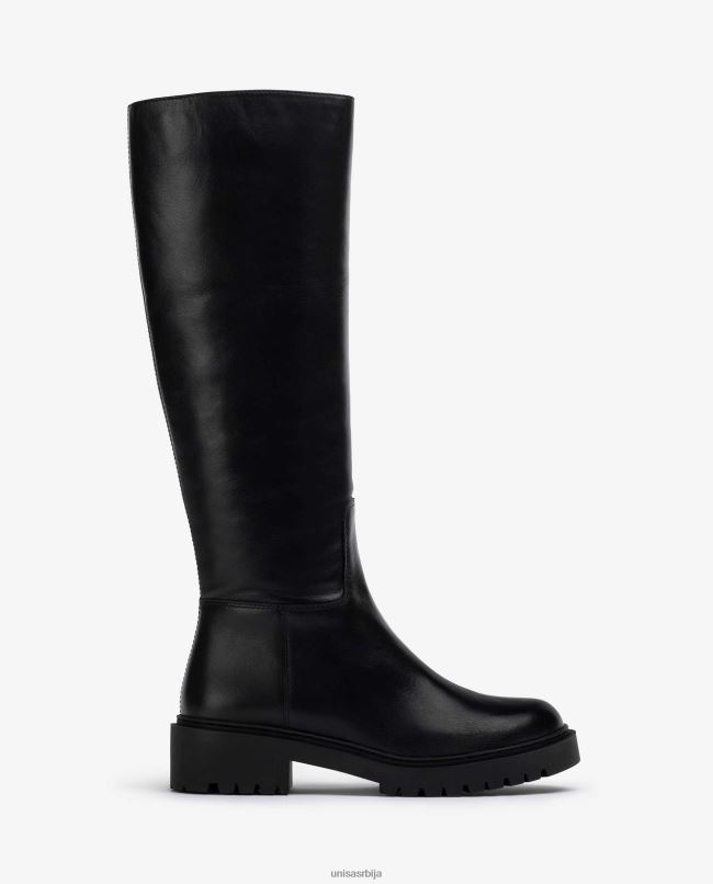 Unisa Жене црн кожна чизма са стазе ђоном T6V601051