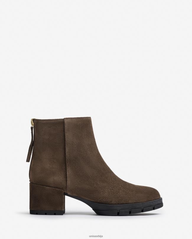 Unisa Жене браон кожне глежњаче са патентним затварачем T6V60923