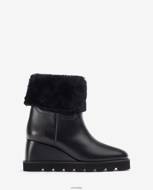 Unisa Жене црн глежњача са клином и топлом поставом T6V60962