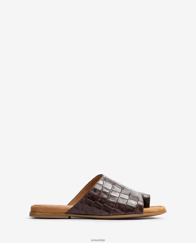 Unisa Жене браон равне кожне сандале од мазге T6V601261