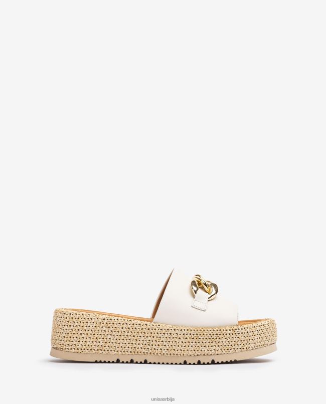 Unisa Жене бео сандала са ланцем на вамп T6V60801