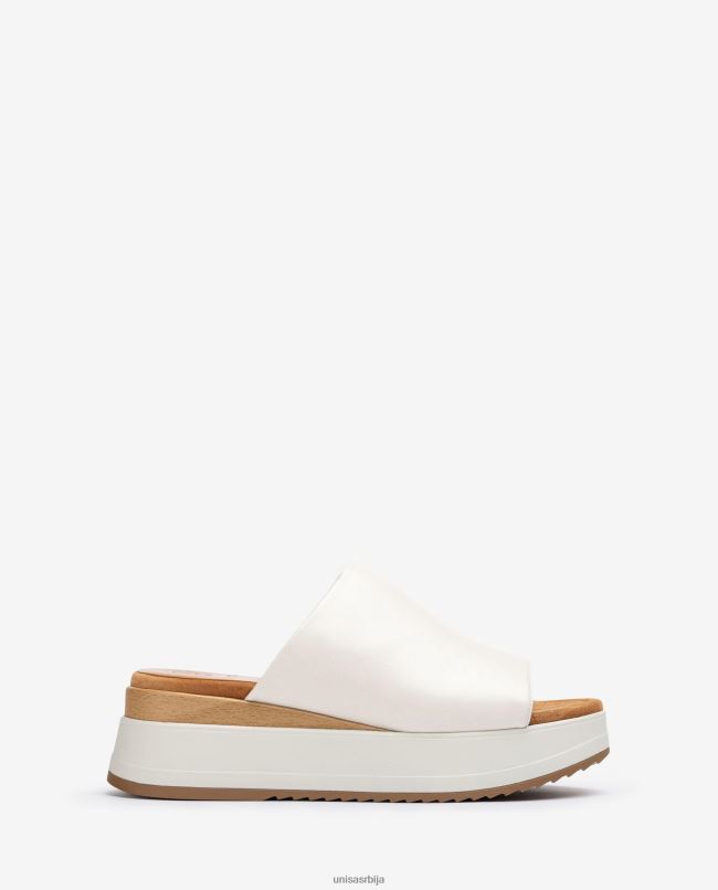 Unisa Жене бео сандала са клин петом и широким вамп T6V60828