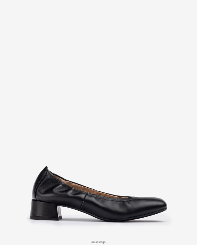 Unisa Жене црн ципела са набораним рубовима T6V601297