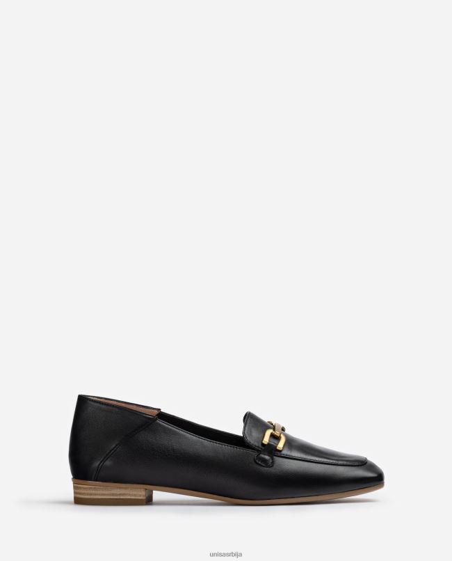 Unisa Жене црн кожне мокасинке са украсима T6V60628
