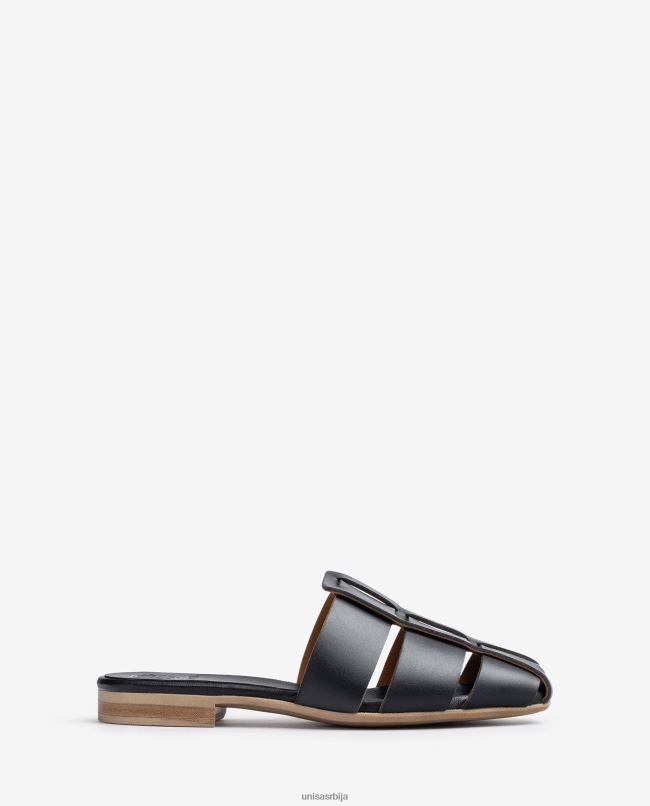 Unisa Жене црн сандала од перфориране коже T6V60397