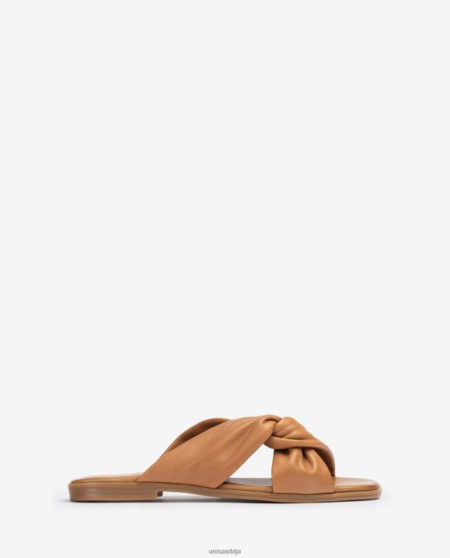 Unisa Жене браон сандале са равним укрштеним ременом T6V6063