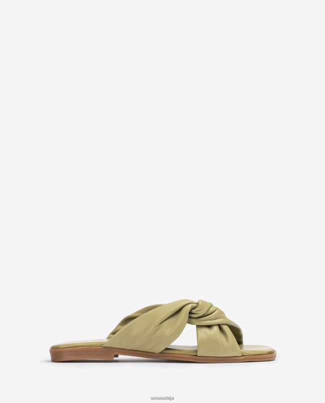 Unisa Жене зелен сандале са равним укрштеним ременом T6V6064