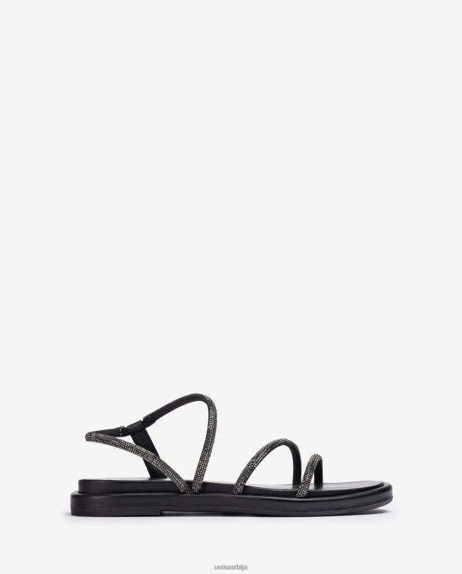 Unisa Жене црн равне сандале са шљокицама T6V6025