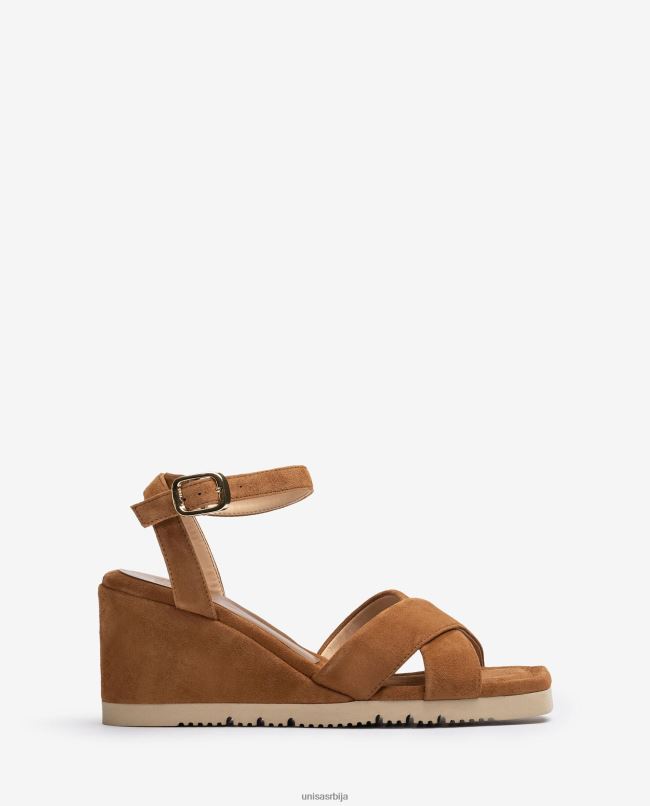 Unisa Жене браон сандале са клин потпетицом и подстављеним ђоном T6V60171