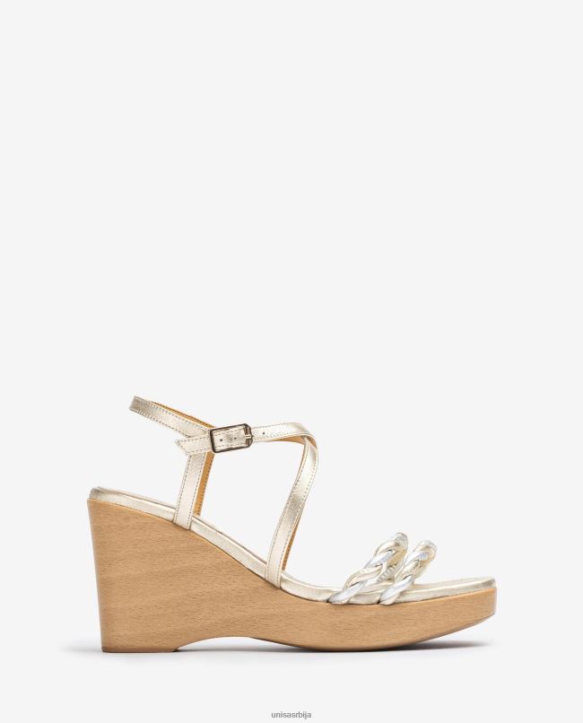 Unisa Жене злато кожне сандале са металик ефектом T6V60246
