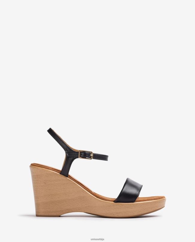 Unisa Жене црн кожна сандала са блоком T6V60253