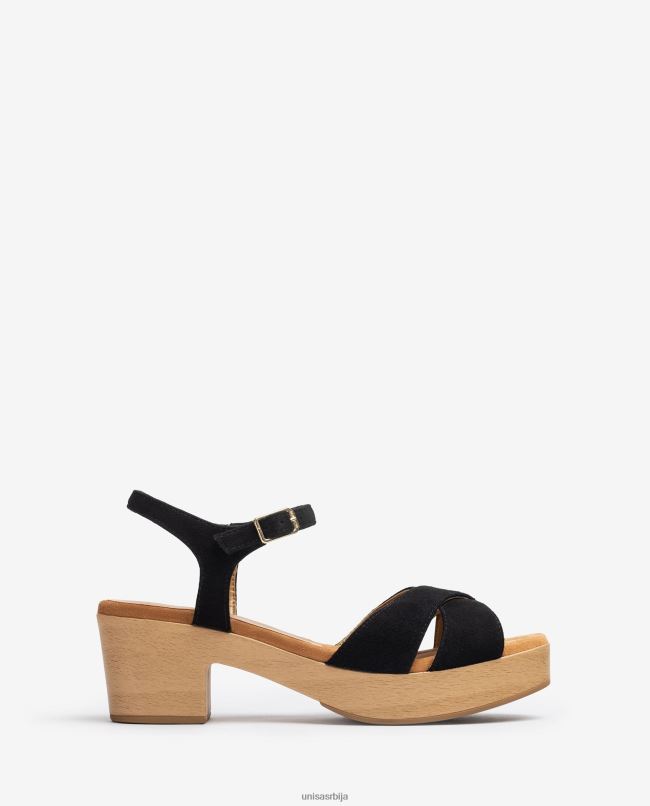 Unisa Жене црн сандала са крстастим ременом T6V60122