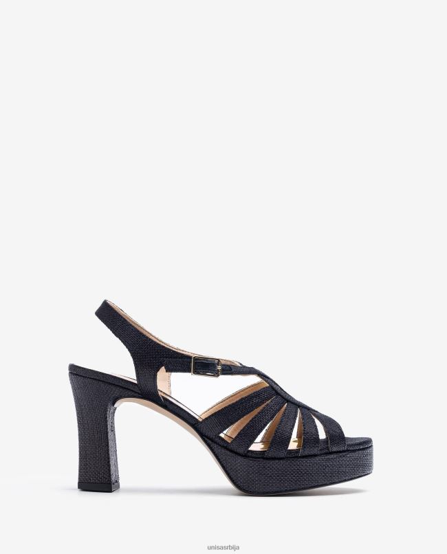 Unisa Жене црн сандала од рафије T6V601310