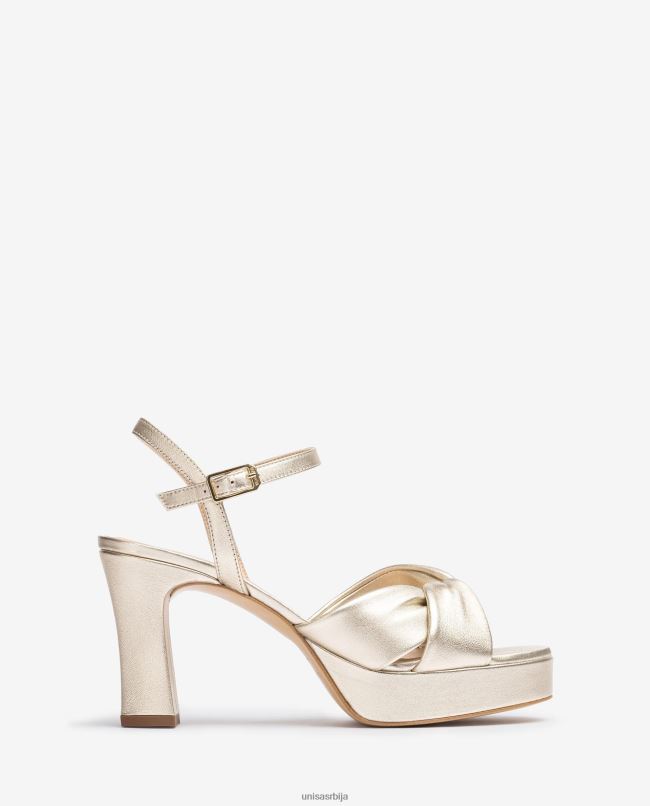 Unisa Жене злато сандале са широким укрштеним каишевима T6V6017