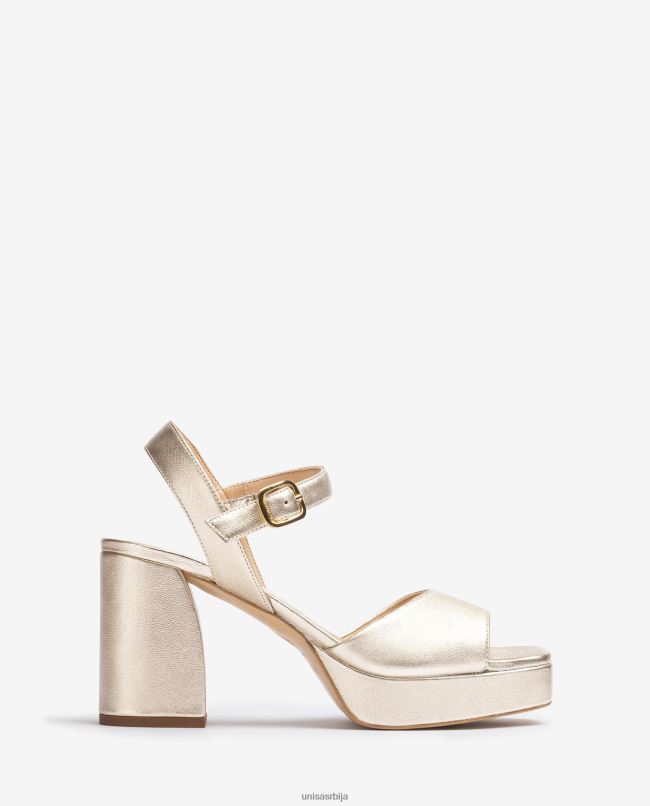 Unisa Жене злато сандале са ефектом металик коже са широком потпетицом T6V602