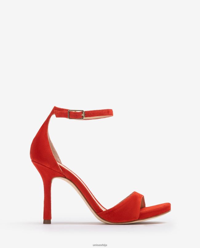 Unisa Жене црвена сандале од антилоп високе потпетице T6V6022