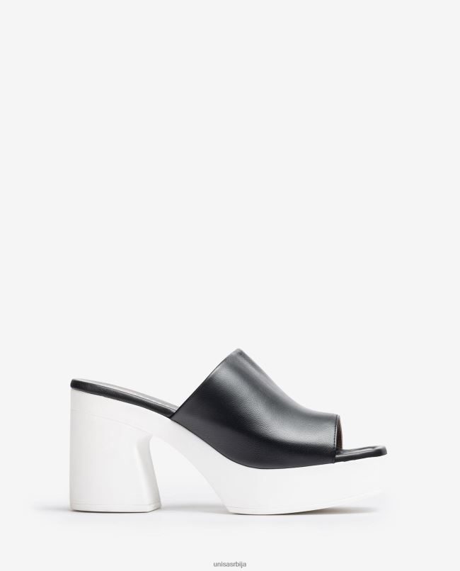 Unisa Жене црн широка вамп сандале са блок петом T6V60235