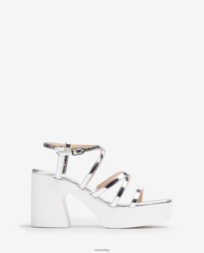 Unisa Жене сребро сандале са блок петом и танким каишевима T6V60238