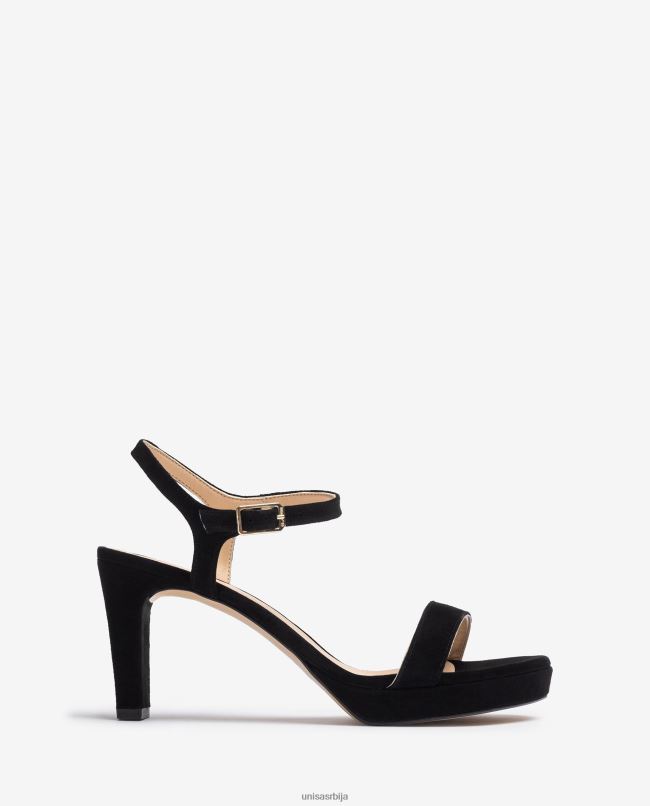 Unisa Жене црн антилоп сандале T6V60275