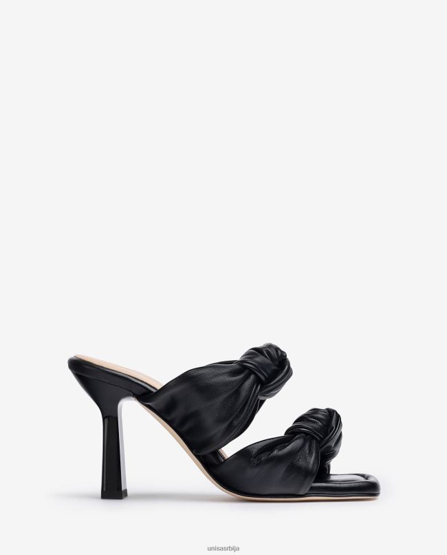 Unisa Жене црн кожне сандале са чворовима T6V60301
