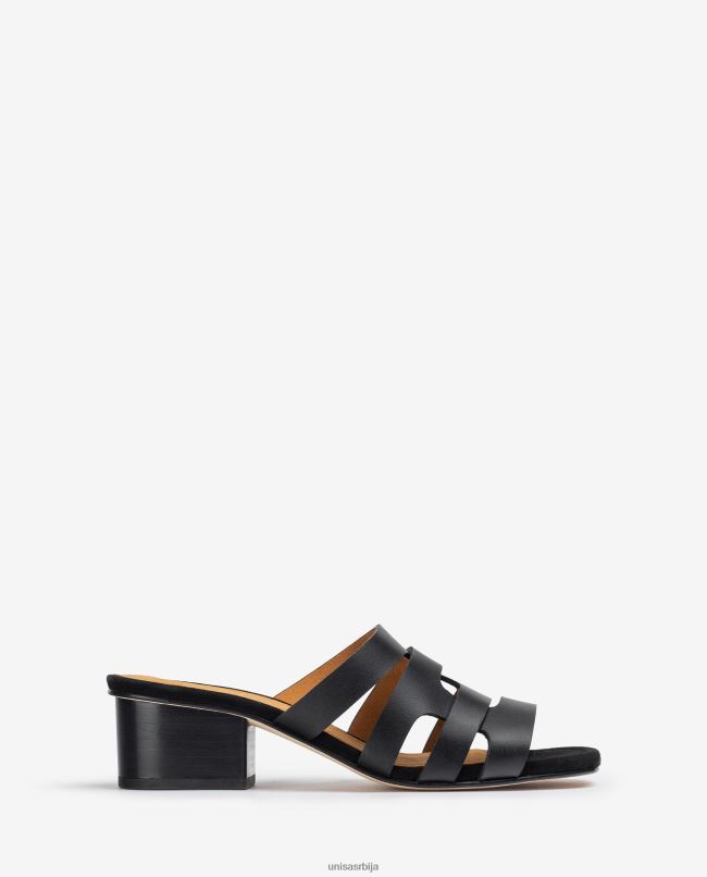 Unisa Жене црн широка вамп сандале са украсним перфорацијама T6V60303