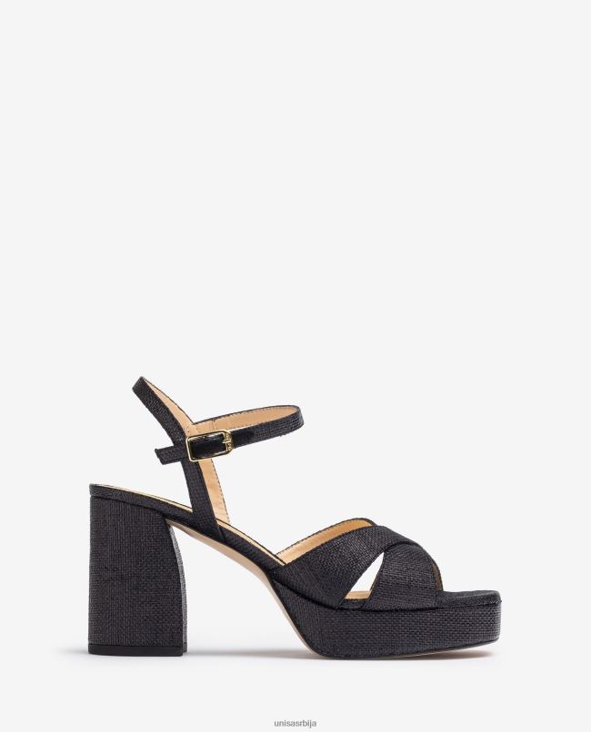 Unisa Жене црн сандале са широком потпетицом T6V6069