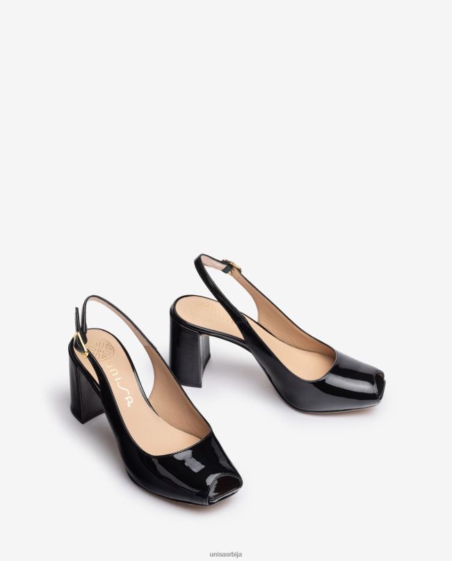 Unisa Жене црн квадратни пееп тое ремен назад T6V60524