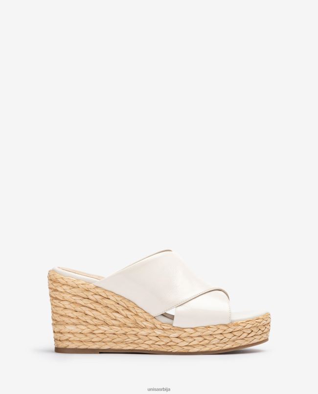 Unisa Жене бео широка сандала са укрштеним ременом T6V60296