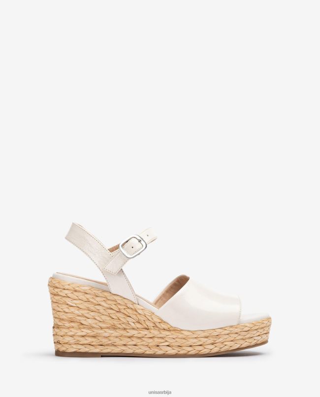 Unisa Жене бео широка сандала од вампа и јуте T6V60299
