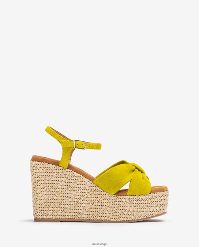 Unisa Жене зелен сандале са високим клином са везом T6V60459